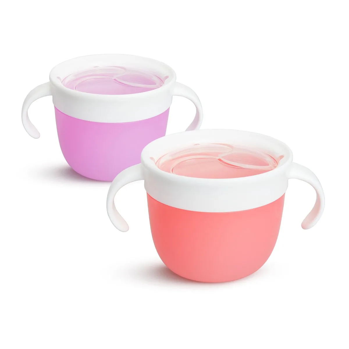Baby Bakje 2-pack - Snack Catcher - Morsbestendige Snackhouder voor peuters - Eetbakje van Munchkin in Roze, Paars – productfoto