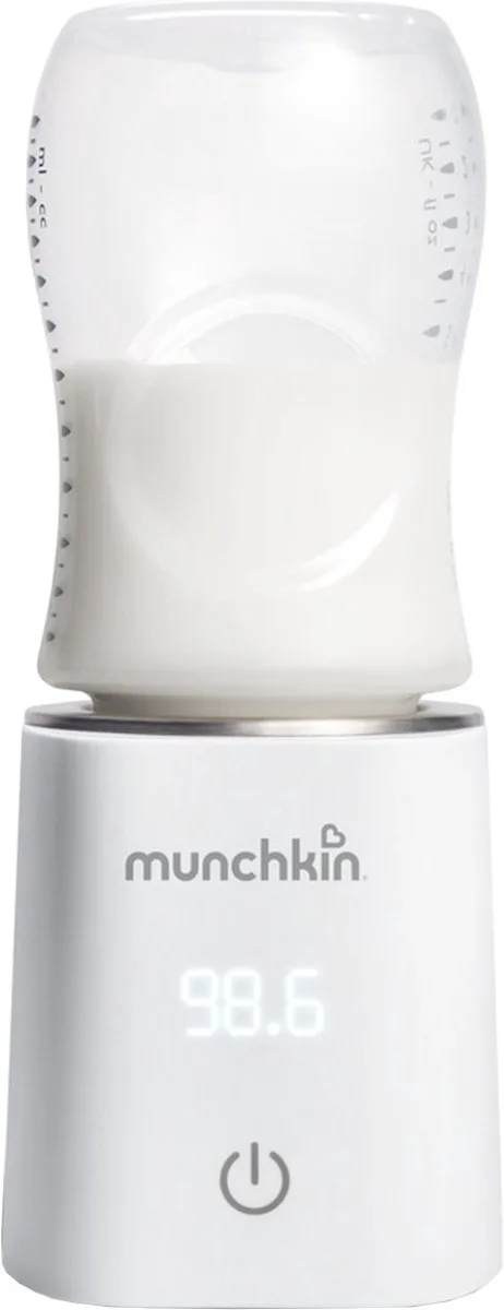 Digitale Flessenverwarmer 37°C - Inclusief 4 Adapters voor Dr. Brown's (alleen smalle hals), Tommee Tippee, NUK en Medela - Compact voor onderweg - Digitale Display van Munchkin in Wit – productfoto