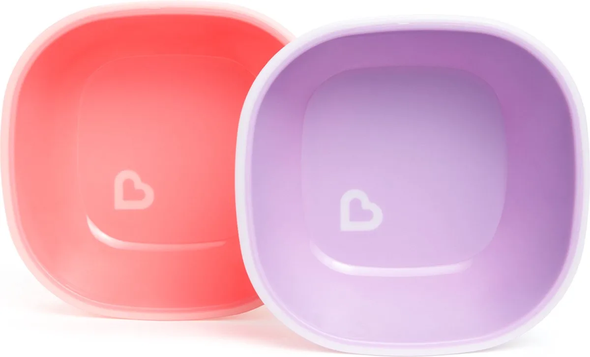 kinderservies kommetjes - Splash Anti-Slip Kommetjes - Diepe Wanden - Vaatwasser- en Magnetronbestendig - Per 2 Stuks - Vanaf 6 Maanden - Paars/Roze by Munchkin in Roze paars – product photo
