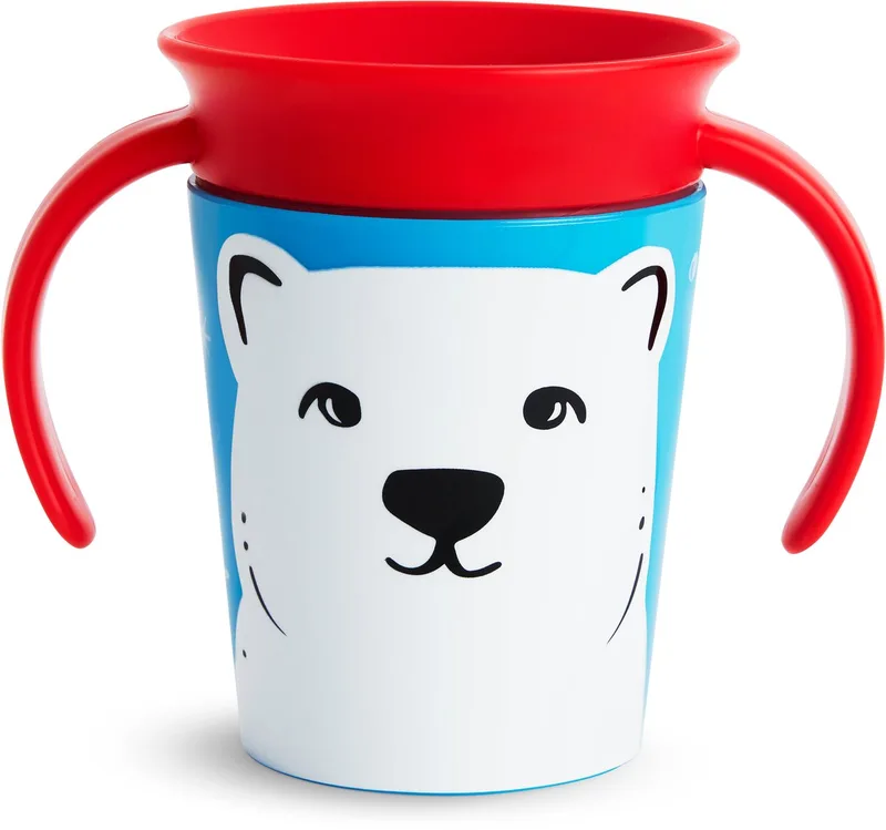 Miracle 360 Drinkbeker - WildLove Trainer Cup - Anti-Lek 360° Cup - Oefenbeker voor Baby en Kind - 177ml - IJsbeer Editie fra Munchkin i Trainer IJsbeer – produktbillede