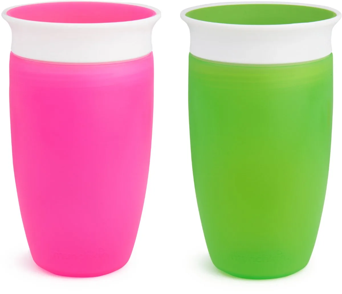 Munchkin 2pk Miracle Anti-Lek 360° Drinkbeker - Sippy Cup - Oefenbeker voor Baby en Kind - 296ml - 2 Stuks - Roze/Groen by Munchkin in Green – product photo