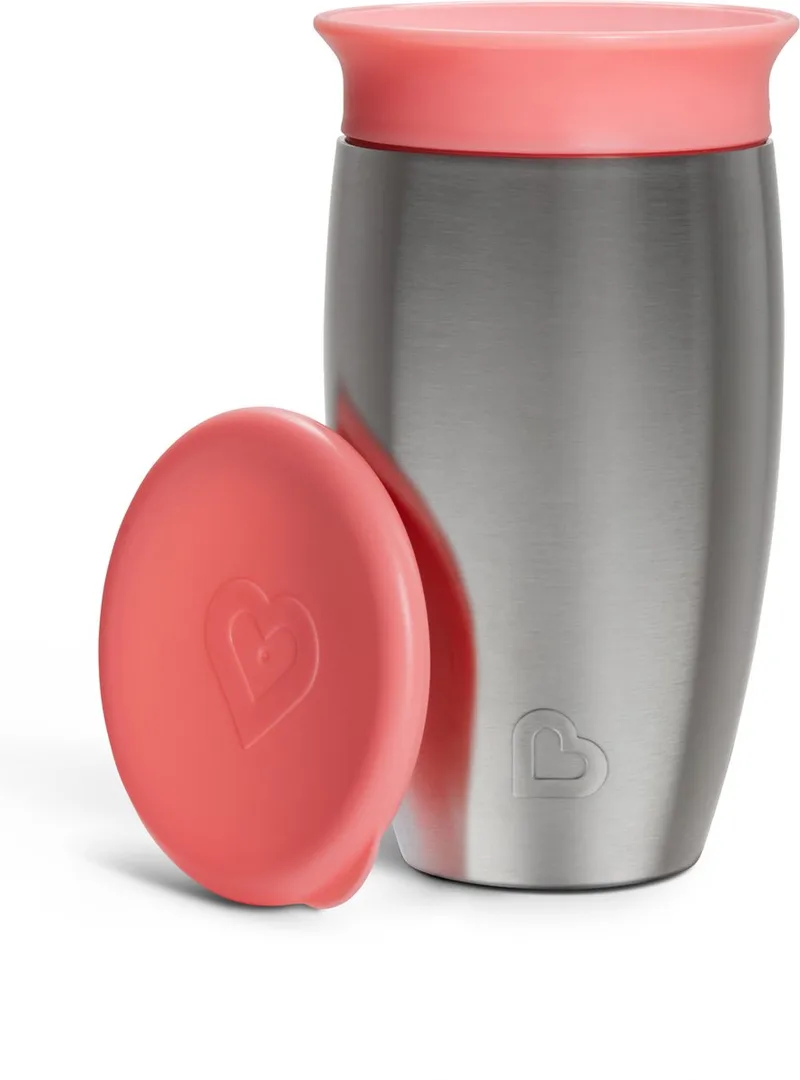 Roestvrijstalen Drinkbeker - Miracle® 360° Sippy Cup - Koelt tot 10 uur - Anti-Lek Drinkbeker - 266ml - Roze - Vanaf 12 Maanden van Munchkin in Fel Roze – productfoto