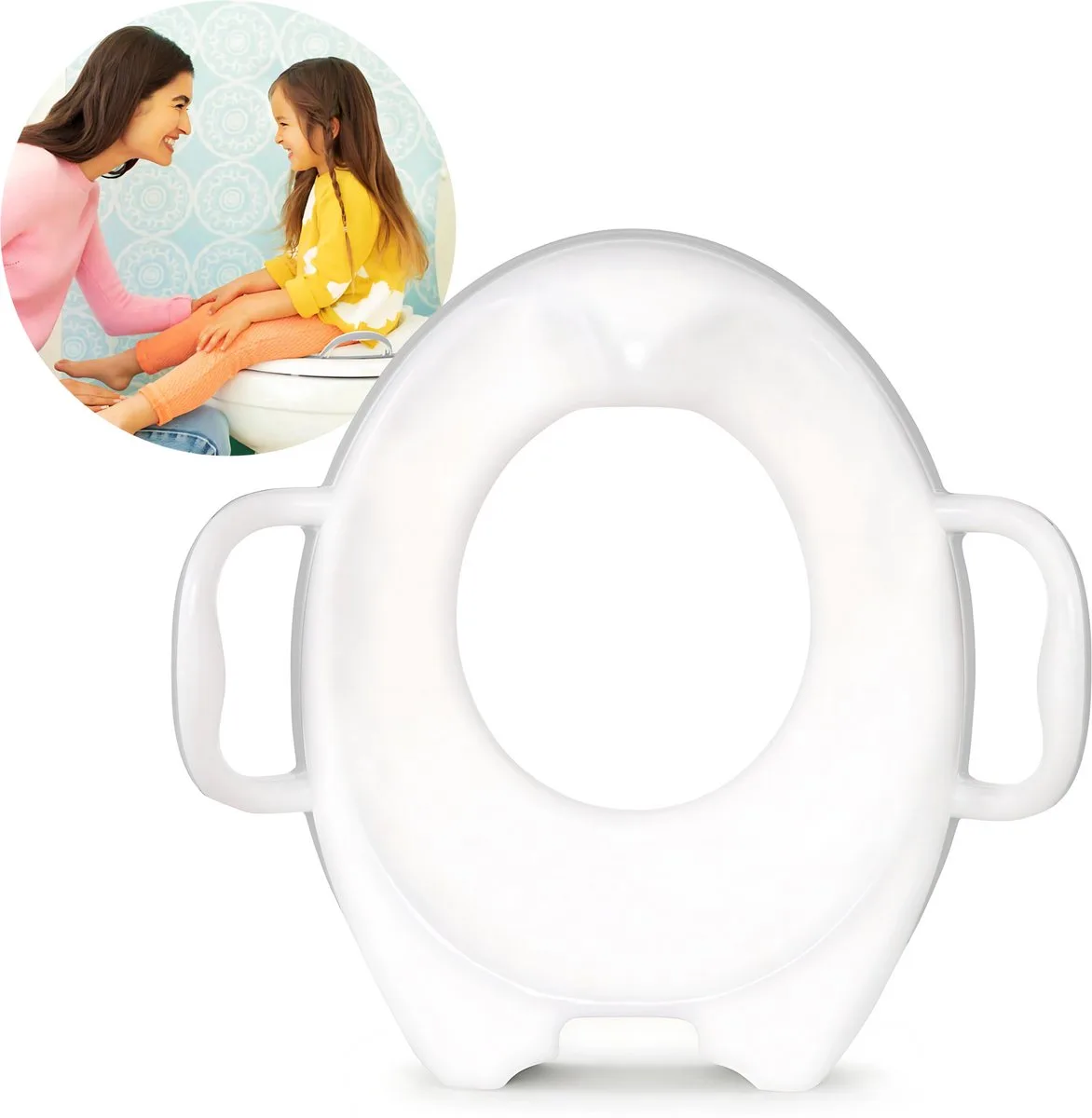 Toiletverkleiner - WC Bril - Sturdy Potty Seat - WC-bril voor zindelijkheidstraining met handgrepen en poten - Draagbare toiletbril voor peuters - Toilettrainer van Munchkin in Wit – productfoto