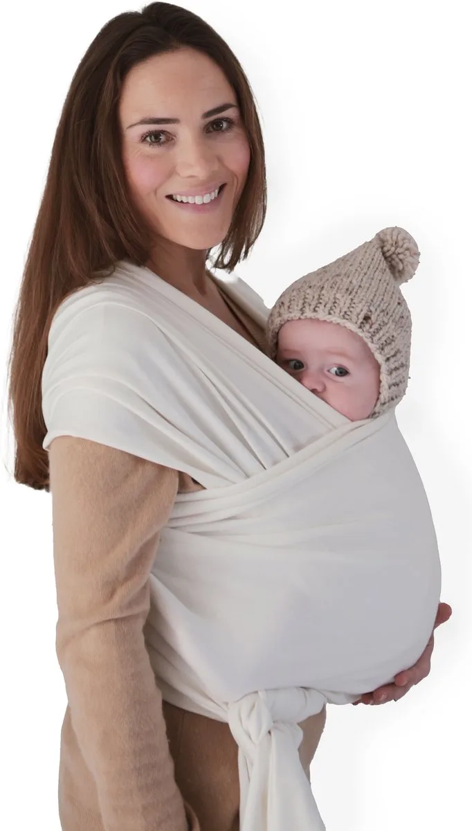 Baby wikkeldoek - Baby Wrap Carrier - Baby Draagdoek Gebroken Wit från Mushie i Elfenben – produktbild