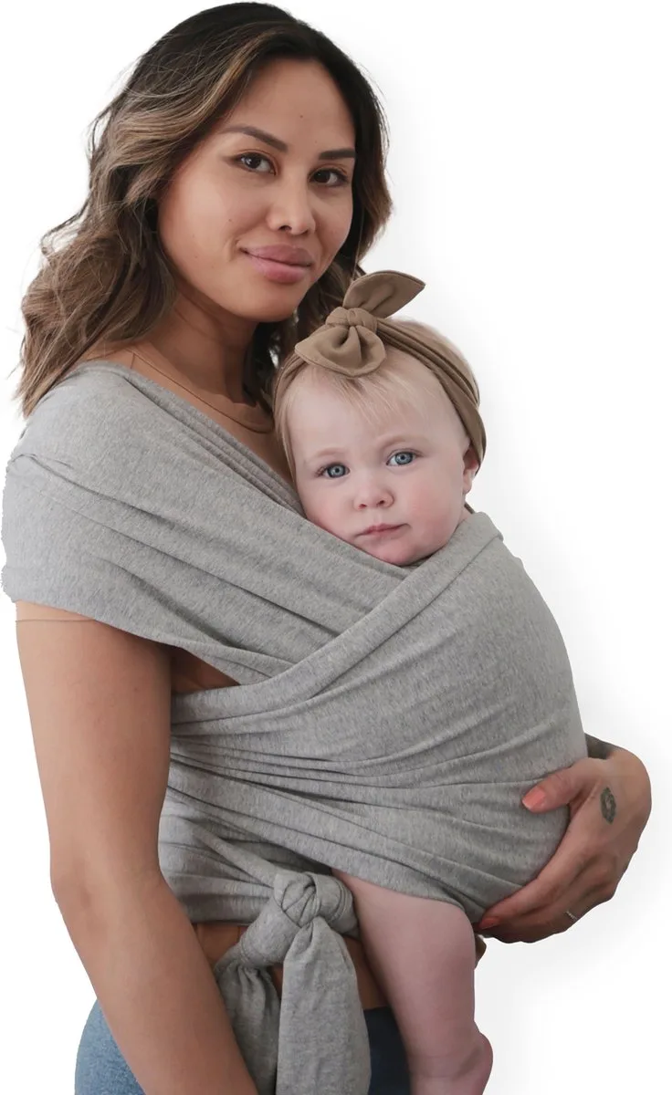 Baby wikkeldoek - Baby Wrap Carrier - Grey Melange - Baby Draagdoek Licht de Mushie en Gris – photo produit