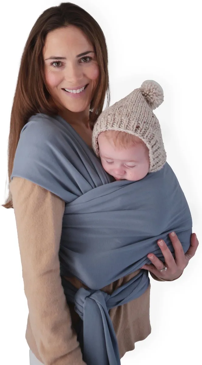 Baby wikkeldoek - Baby Wrap Carrier - Tradewinds - Baby Draagdoek Grijs de Mushie en Bleu – photo produit