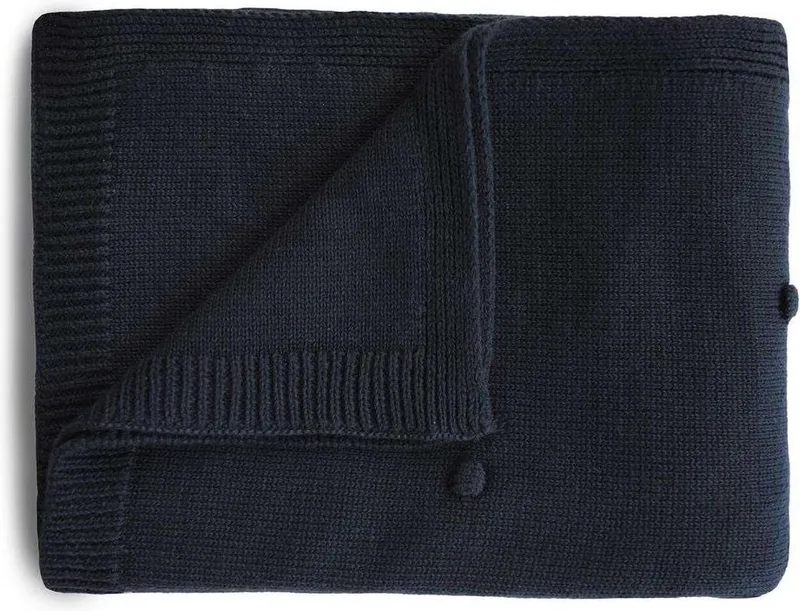 Babydeken Pointelle Dark de Mushie en Bleu foncé – photo produit