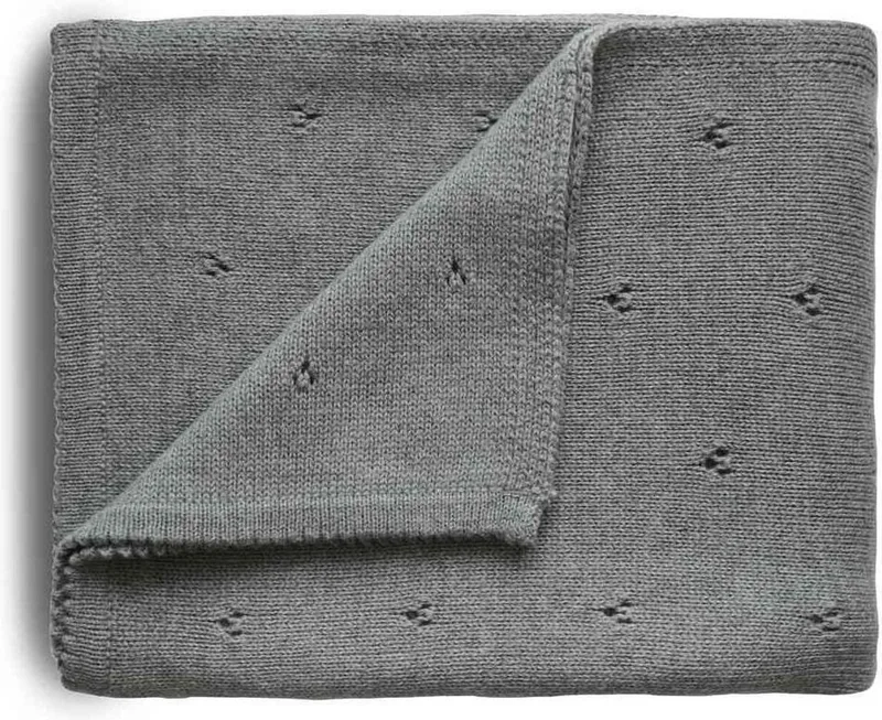 Deken Knitted Pointelle Baby Blanket - Melange (op=op) van Mushie in Grijs – productfoto