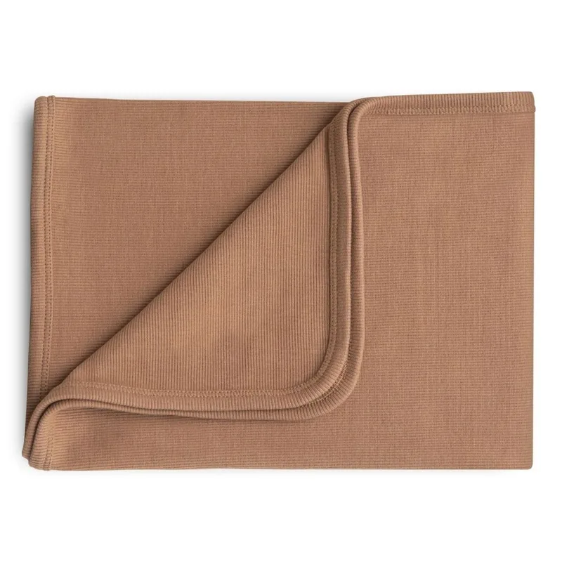 Deken Wieg Mushie Ribbed 80x100 Tan van Mushie – productfoto