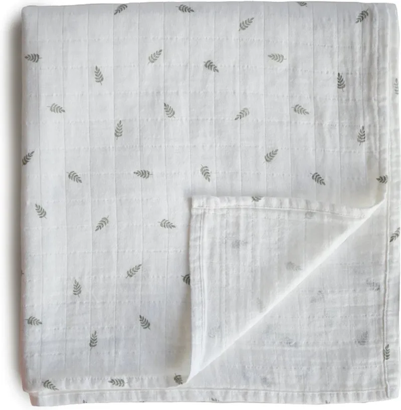 Hydrofiel Doek 120x120cm | Leaves * van Mushie in Wit – productfoto