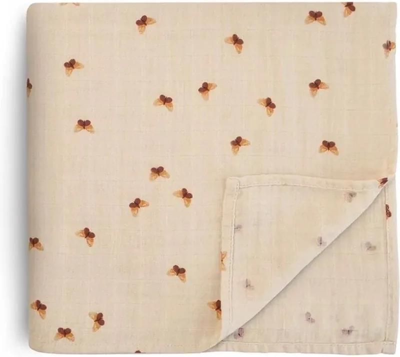 Hydrofiele doek vlinders 120 x 120 cm by Mushie in Beige – product photo
