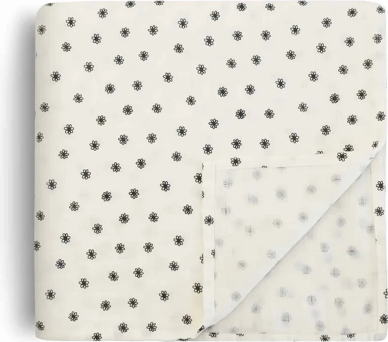 Hydrofiele Doek XL Swaddle - Black Daisy by Mushie in White – product photo