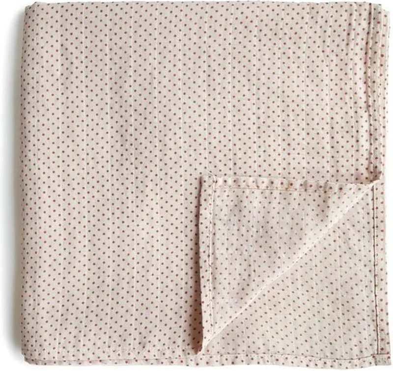 Hydrofiele Doek XL Swaddle - Polka Dot by Mushie in Caramel – product photo