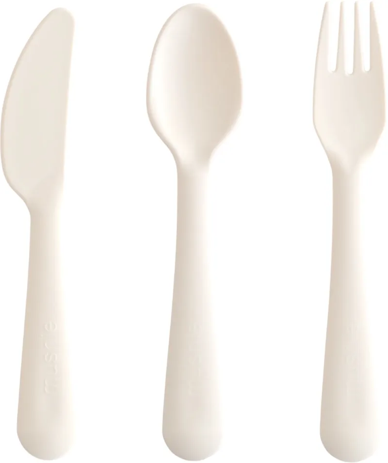 Kinderbestek Set Diner från Mushie i Elfenben – produktbild 1 av 4