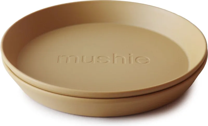 Kinderservies Set 2 Borden Rond - Borden von Mushie in Mosterd – Produktfoto