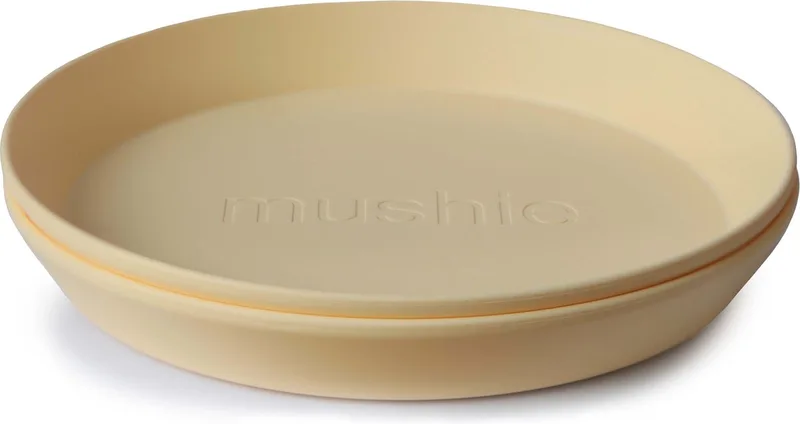 Kinderservies Set 2 Borden Rond - Borden by Mushie in Pale Daffodil – product photo