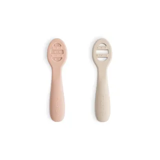 Lepels Mushie Eerste Voeding Siliconen Blush/Shifting Sand 2st van Mushie – productfoto 1 van 4