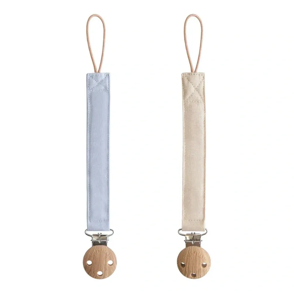 Set Van 2 Linnen Speenkoorden - Blue/Sand van Mushie – productfoto