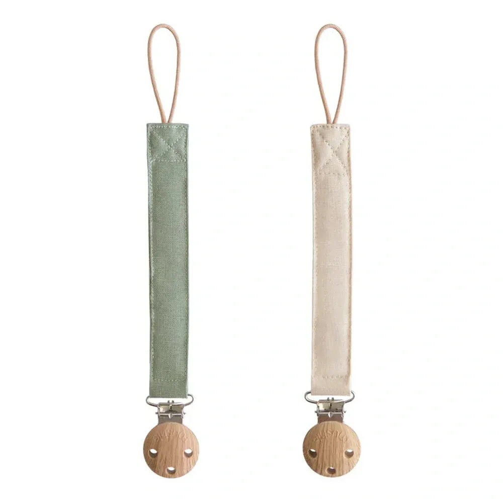 Set Van 2 Linnen Speenkoorden - Olive/Sand de Mushie – photo produit