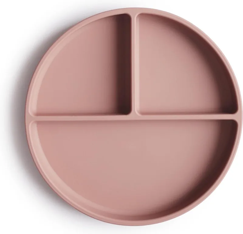 Silicone bord met onderverdeling von Mushie in Rosa – Produktfoto