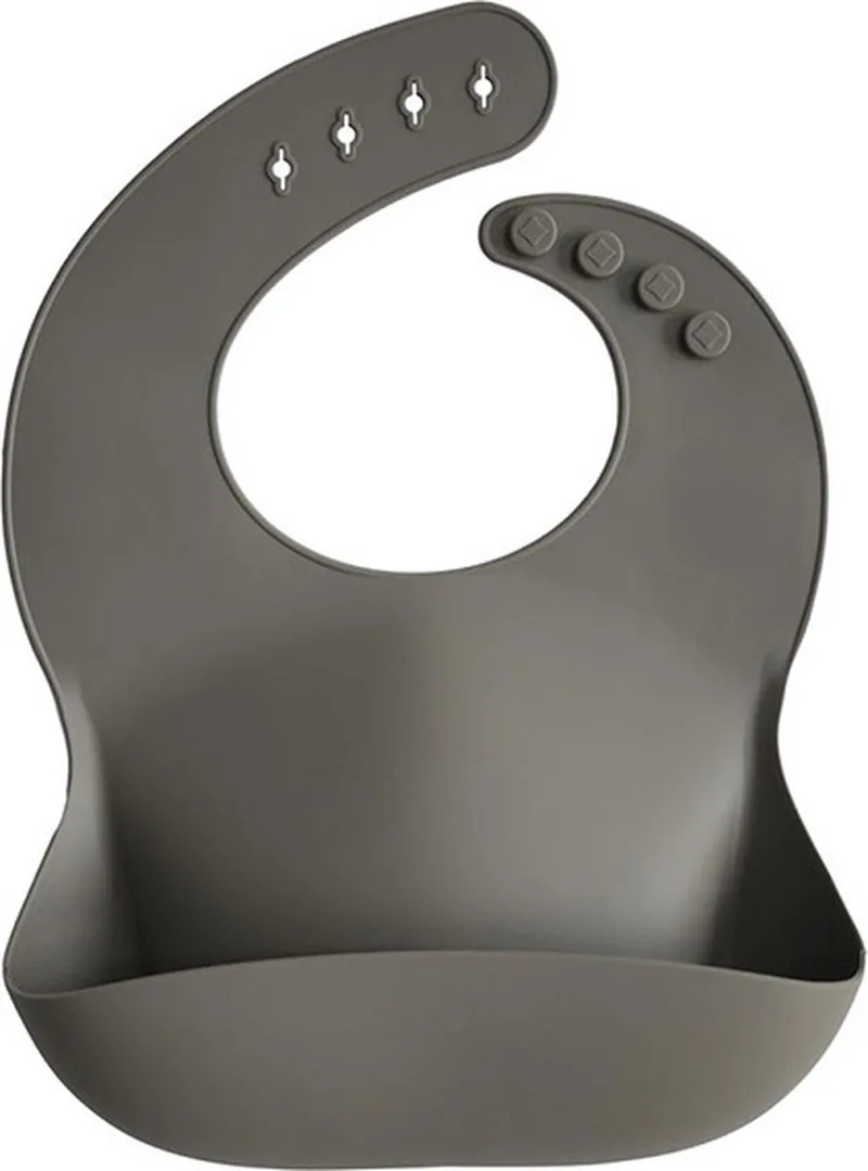 Siliconen Baby Slabber met Opvangbakje - Dove grey van Mushie in Grijs – productfoto
