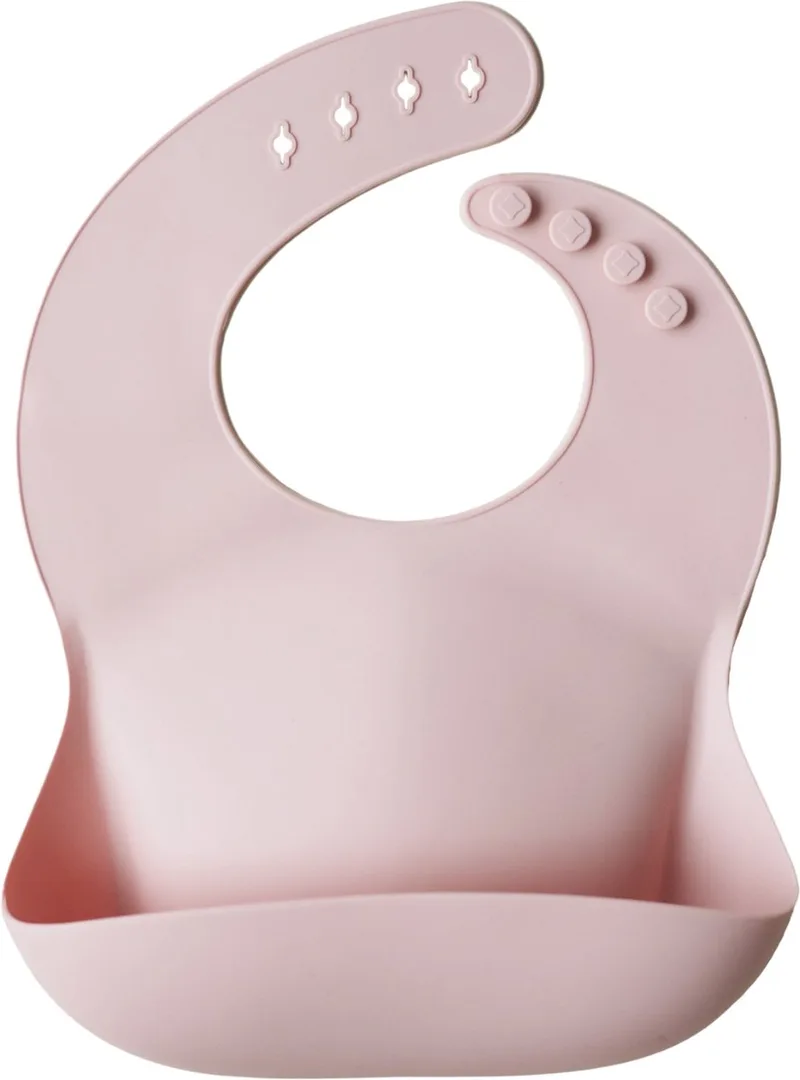 Siliconen Baby Slabbetje met Opvangbakje | Blush | BPA ftalaatvrij| afwasbaar de Mushie en Roze 1 – photo produit