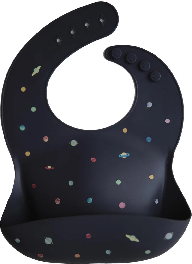 Siliconen Baby Slabbetje met Opvangbakje | Planets | BPA ftalaatvrij| afwasbaar by Mushie in Dark blue – product photo