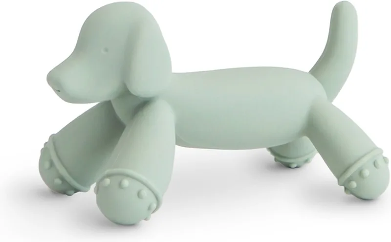 Siliconen - Bijtring - Hondje - Green van Mushie in Groen – productfoto