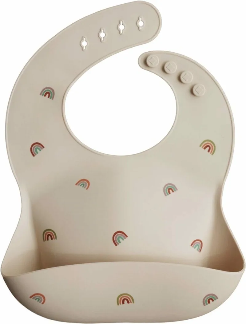 siliconen slab met opvangbakje | Rainbow | regenboog | baby | eten & drinken van Mushie in Beige – productfoto