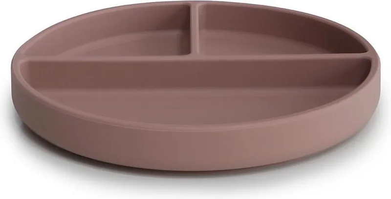 siliconen vakjes bord - Kleur - Kinderservies de Mushie en Cloudy Mauve – photo produit