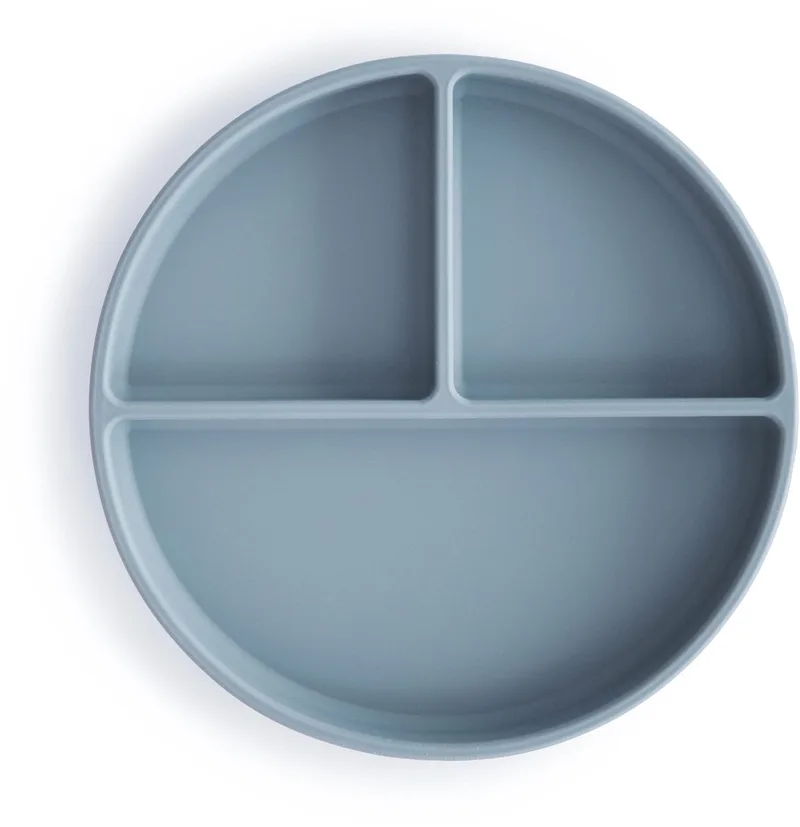 Siliconen Vakjesbord met Zuignap - Borden & kommen van Mushie in Powder Blue – productfoto
