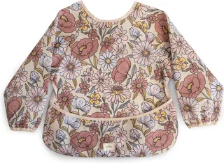 slabbetje met mouwen – retro bloemen de Mushie en Print – photo produit 1 sur 3