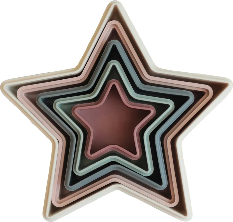 Stapeltoren Nesting Star - Stapeltorens - BPA vrij - ontwikkeling fijne motoriek - oog hand coördinatie by Mushie in Multicolour – product photo