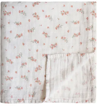 Swaddle - Pink Flower fra Mushie i Lyserød – produktbillede 1 af 3