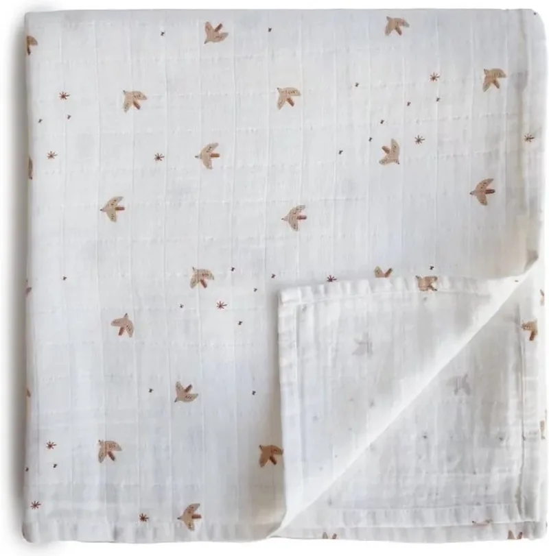 Swaddle Sparrow 120 x 120 cm van Mushie in Wit – productfoto