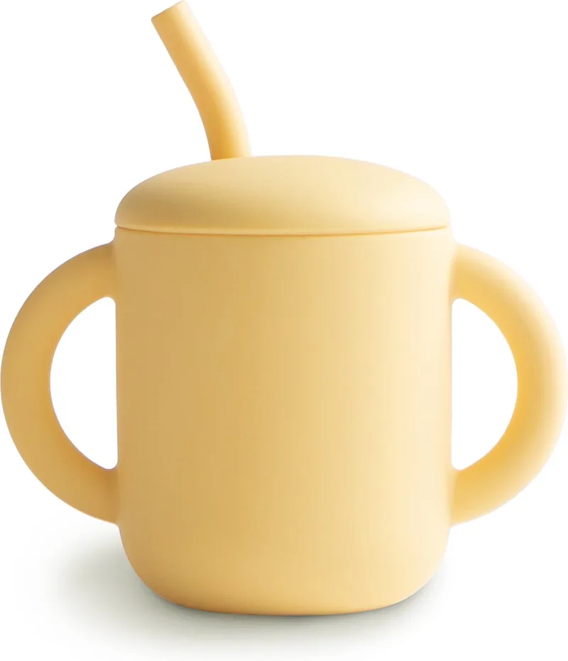 Trainings Drinkbeker met Rietje Pale Daffodil de Mushie en Print – photo produit