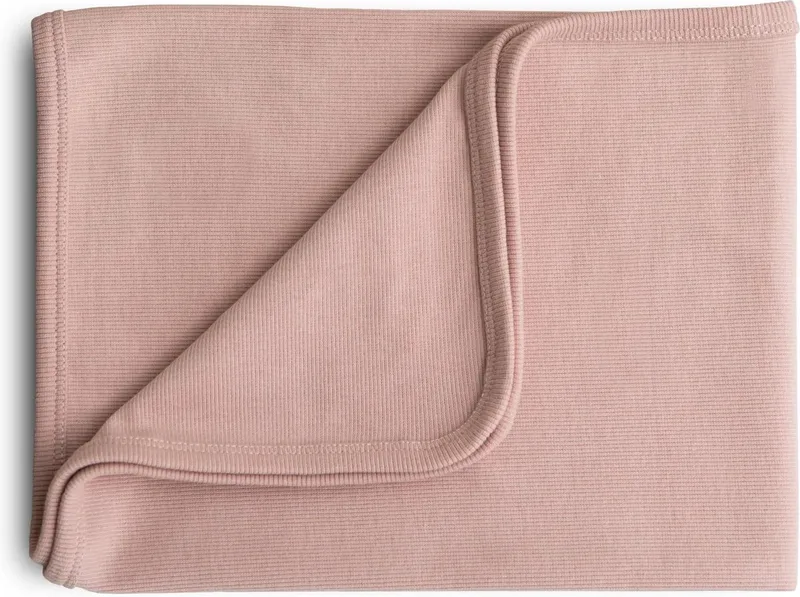 Wiegdeken Ribbed Baby Blanket - Blush by Mushie in Print – product photo