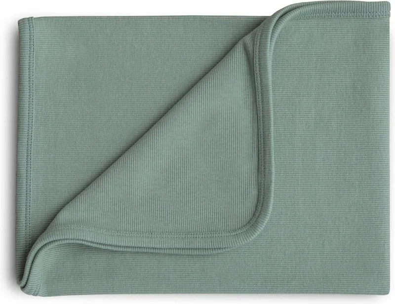 Wiegdeken Ribbed Baby Blanket - Roman de Mushie en Vert – photo produit