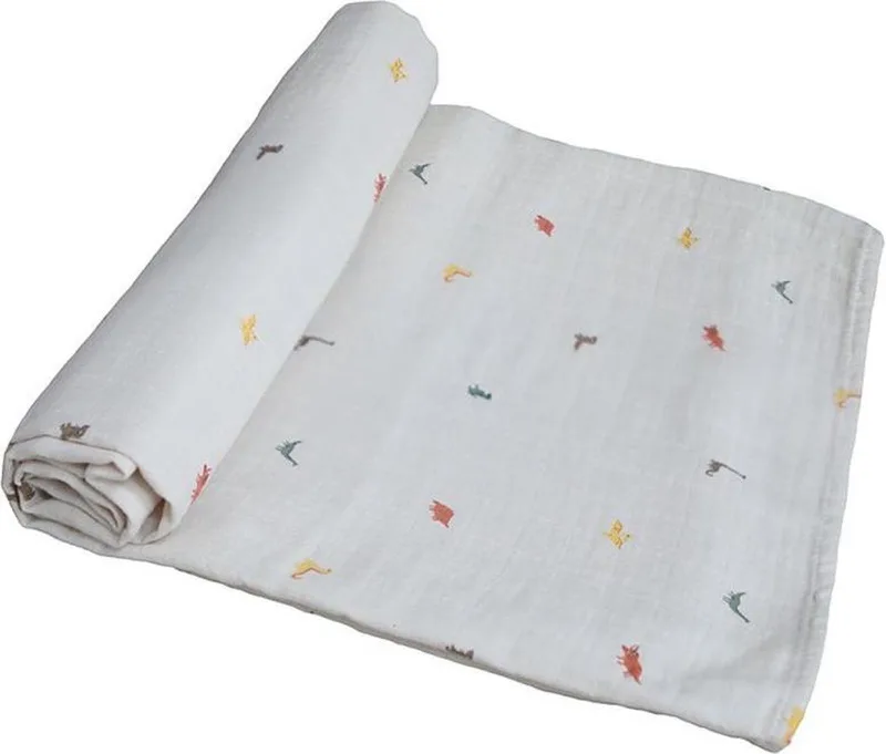zachte grote Hydrofiel doek / Tetradoek | 120 x 120 cm | Dinosaurus van Mushie in Beige – productfoto 2 van 4