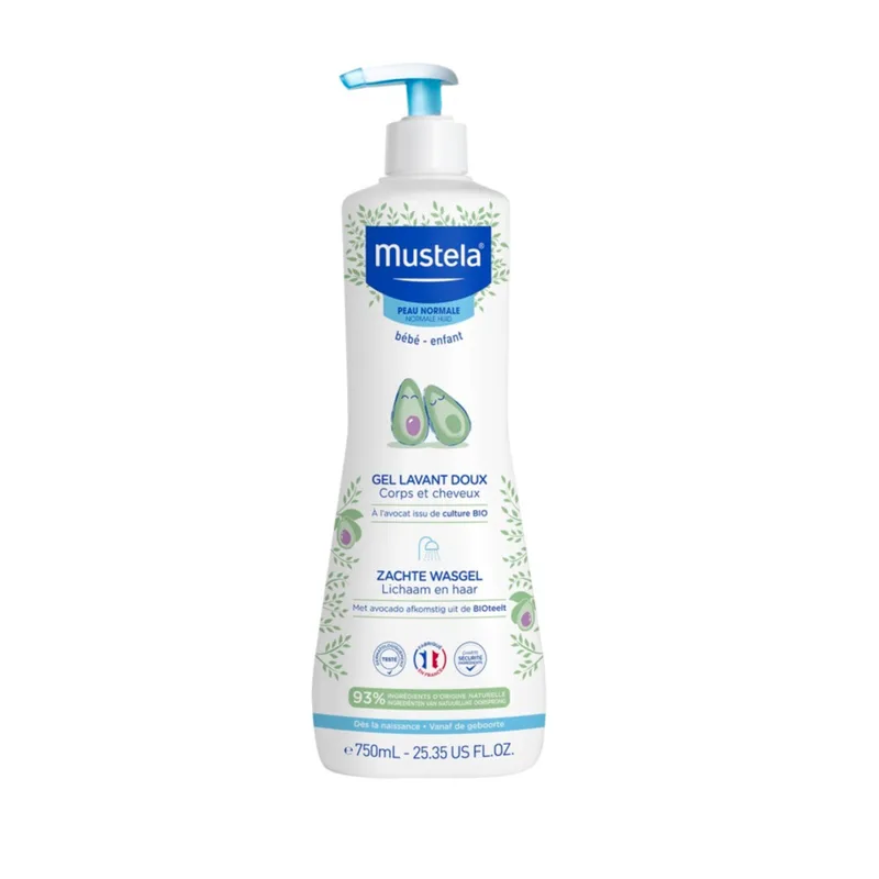 Baby Zachte Wasgel Normale Huid 750 ml van Mustela – productfoto