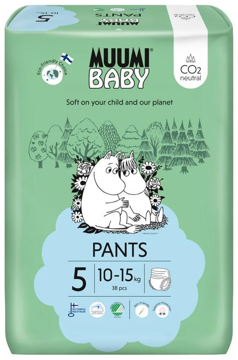 Eco Luierbroekjes - Maat 5 - 38 Stuks - 10-15 kg - Hypoallergeen - Gevoelige Huid - Parfumvrij de Muumi Baby – photo produit