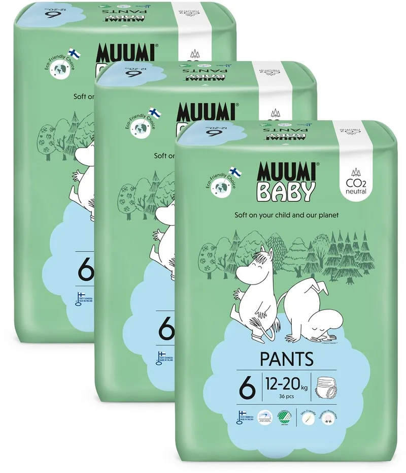 Eco Luierbroekjes - Maat 6 - 108 Stuks - 12-20 kg - Hypoallergeen - Gevoelige Huid - Parfumvrij by Muumi Baby – product photo