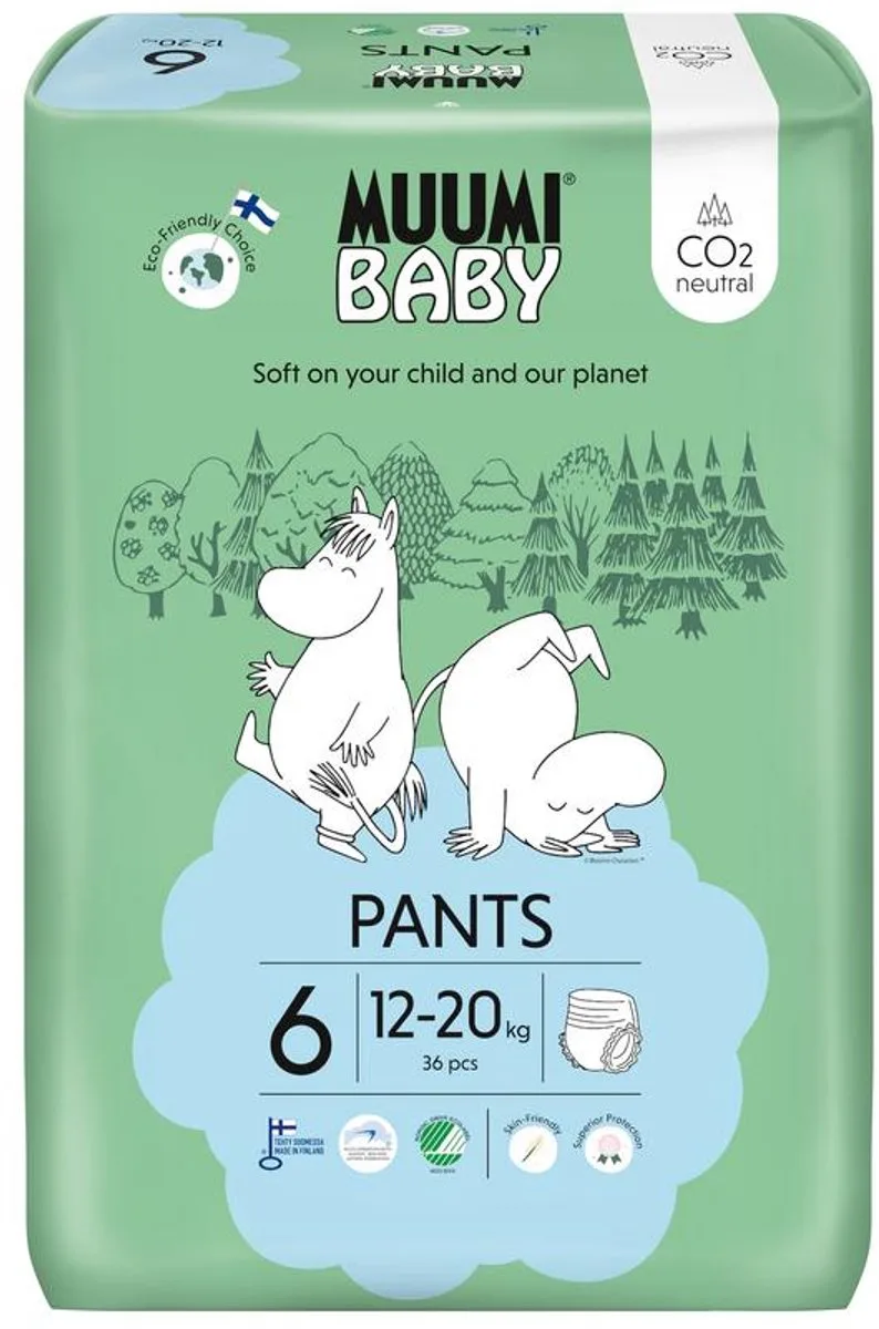 Eco Luierbroekjes - Maat 6 - 36 Stuks 12-20 kg - Hypoallergeen - Gevoelige Huid - Parfumvrij by Muumi Baby – product photo