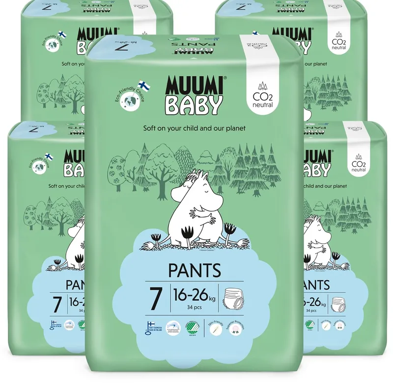 Eco Luierbroekjes - Maat 7 - 16-26 kg - 170 stuks- Hypoallergeen - Gevoelige Huid - Parfumvrij - MaandBox de Muumi Baby – photo produit