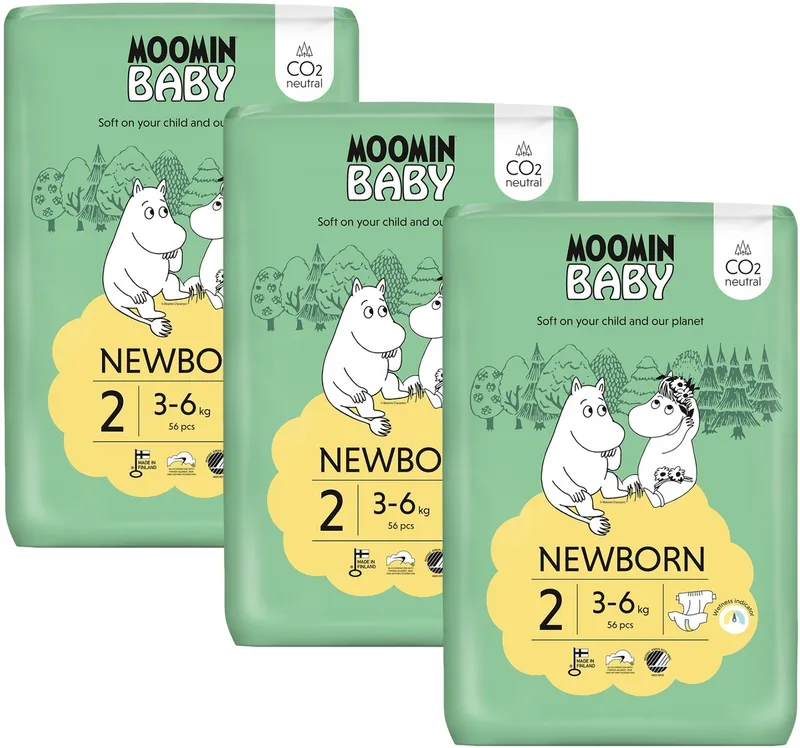 Eco Luiers - Maat 2 - 3-6 kg - 168 stuks - Parfumvrij de Muumi Baby – photo produit