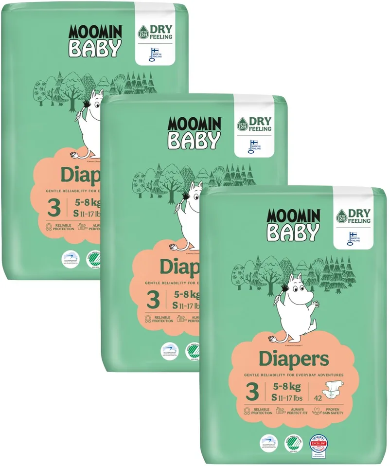 Eco Luiers - Maat 3 - 5-8 kg - 126 stuks - Parfumvrij - Voor de gevoelige huid - Anti-allergisch de Muumi Baby – photo produit
