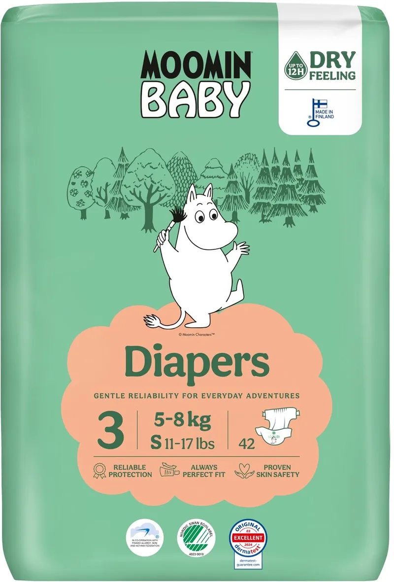 Eco Luiers - Maat 3 - 5-8 kg - 42 stuks - Parfumvrij - Voor de gevoelige huid - Anti-allergisch by Muumi Baby – product photo