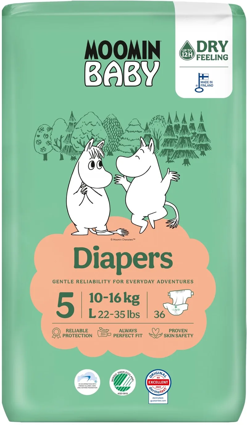 Eco Luiers - Maat 5 - 10-16 kg - 40 stuks - Parfumvrij från Muumi Baby – produktbild