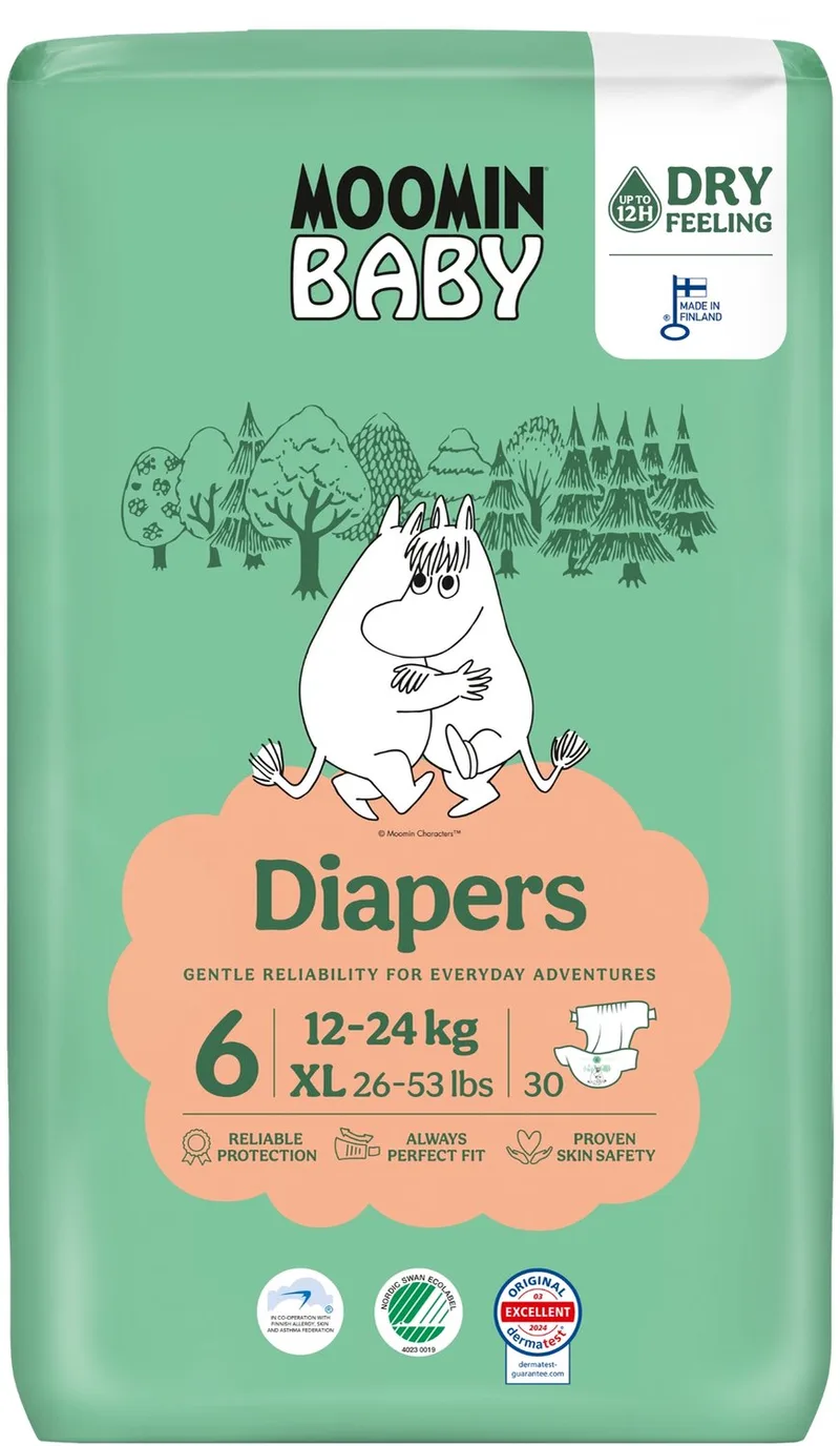 Eco Luiers - Maat 6 - 12-24 kg - 34 stuks - Parfumvrij de Muumi Baby – photo produit
