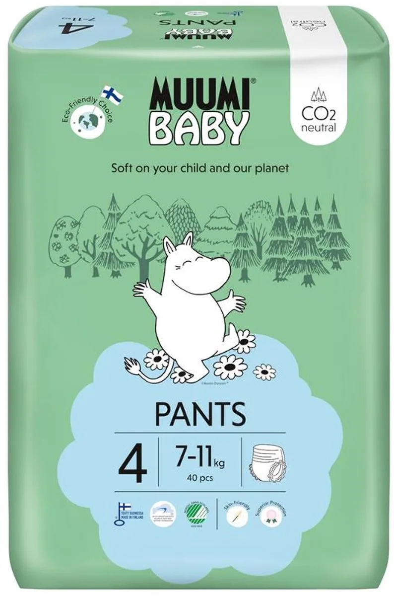 luierbroekjes maat 4 - 7-11 kg - 40 stuks från Muumi Baby – produktbild